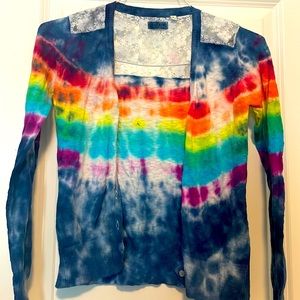 One of a kind tie dyed rainbow sweater